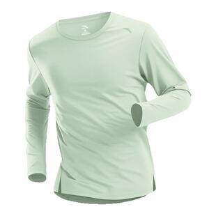 安踏运动t恤长袖男秋季新款绿色速干衣跑步训练服羽毛球网球上衣