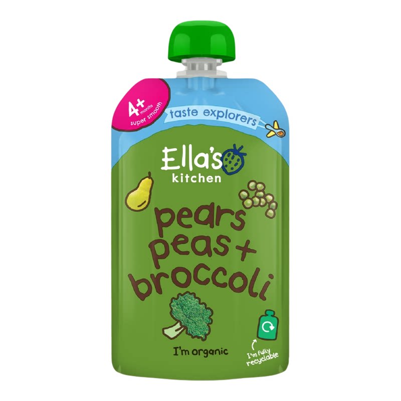 Ella's Kitchen进口英国婴幼儿有机营养香梨青豆西兰花蔬果蓉120g