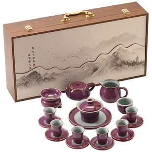 紫钧窑茶壶冰花开片功夫泡茶壶手工高档大号石瓢壶陶瓷过滤沏茶器