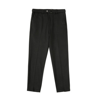 搭配马丁靴的毛呢裤子男痞帅高级感黑色西裤宽松直筒休闲西装裤子