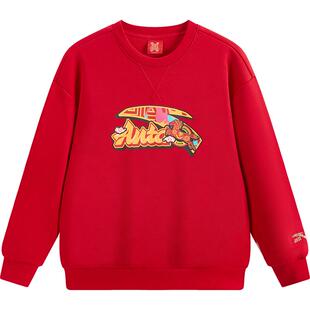 【新年马年】安踏儿童新年加绒卫衣男童红色亲肤套头衫A52618719