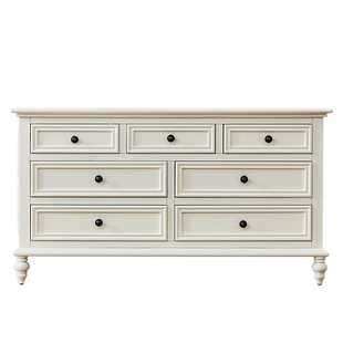 萨洛美式实木七斗柜法式云朵奶油白色家用主卧室高电视柜收纳抽屉