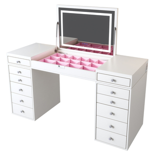 impressions美式好莱坞梳妆台翻盖镜卧室高级ins风化妆桌隐藏镜子