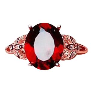 日韩s925银镀玫瑰金石榴石戒指女生ins潮高级感酒红宝石开口指环