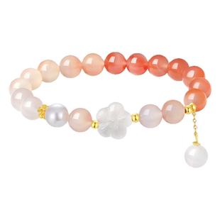 桃之夭夭天然绯红玛瑙手串女生轻奢生日情侣转运小众纯银s925手链