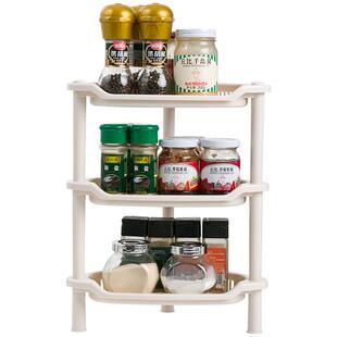 居家家厨房置物架三层桌面零食收纳架家用卫生间化妆品架子三角架