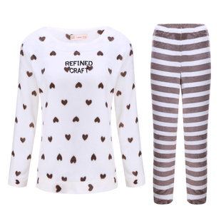 珊瑚绒睡衣女秋冬长袖法兰绒加厚加绒冬季韩版甜美可爱家居服套装