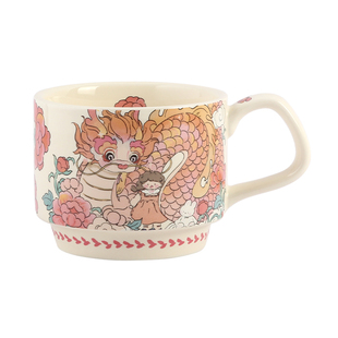 蓝莲花羡鸟文社龙年限定杯子陶瓷叠叠杯马克杯设计感家用水杯女生