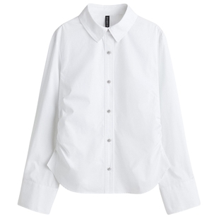 HM女士衬衫春季垂褶棉质衬衫1298684