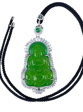 冰种玉观音吊坠翡翠色玛瑙吊坠子