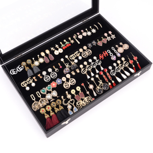 欧式首饰盒戒指吊坠珍珠项链展示托盘耳环耳钉盒大容量首饰收纳盒