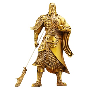 铜关公像大号摆件纯黄铜武财神家用关羽武圣客厅办公室商铺开业发