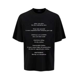 GENTNOBKIN 23SS字母标语t恤短袖男士夏季宽松潮流cleanfit小众黑