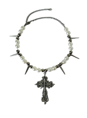 朋克小众设计感夸张y2k十字珍珠
