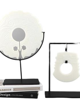 中式禅意树脂白色玉璧平安扣摆