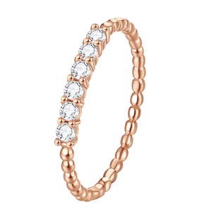 精致甜美小金珠排锆戒指 玥景18K黄金AU750玫瑰金豆豆排钻女戒指