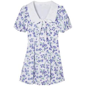 Oece气质碎花连衣裙设计感小众