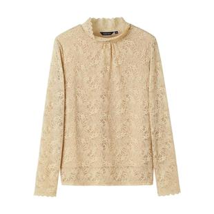 颜域优雅气质蕾丝衬衫女士2026新款春装衬衣通勤上衣长袖立领小衫