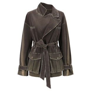 【宋轶同款】OUDE WAAG 25秋冬新款 高级复古感作旧洗水廓形夹克