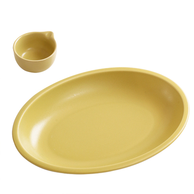 CMYD创意芥末黄陶瓷圆形早餐盘