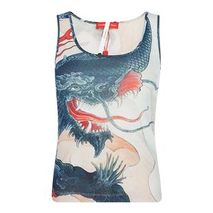 VivienneTam谭燕玉春季龙纹印花街头酷辣外穿吊带背心银泰百货