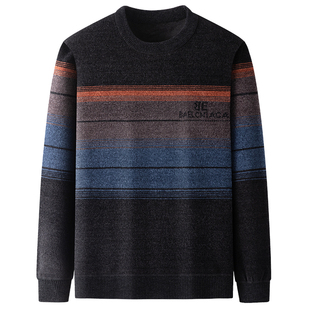 爸爸毛衣加绒加厚中老年爷爷打底保暖秋冬季中年男士雪尼尔针织衫