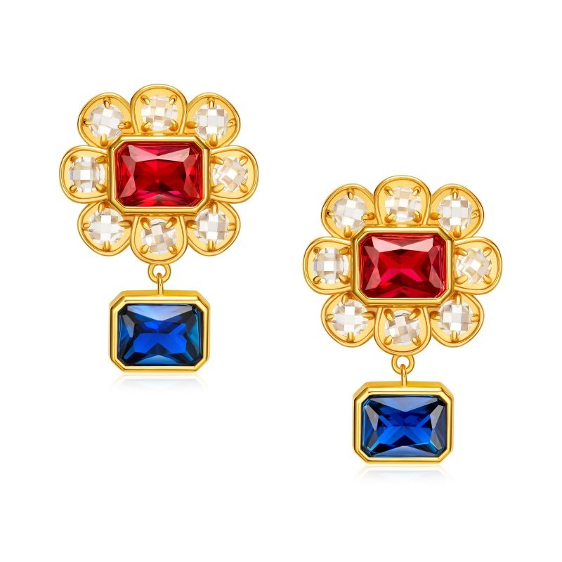 吾往心焰耳环原创耳夹深圳博物馆联名文创科威特繁