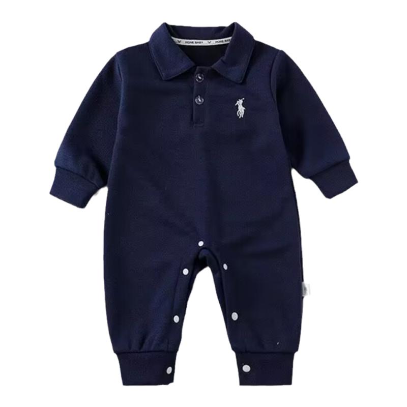 婴儿衣服秋装男宝宝连体衣春秋季新款polo领婴幼儿秋天加绒外出服