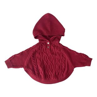 韩版女童毛衣罩衫连帽针织毛衣宝宝洋气披肩超萌斗篷针织套头上衣