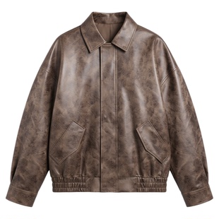 Lioness皮衣翻领美式夹克复古外套街头做旧宽松上衣香港官网代购