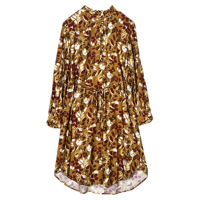 【桑蚕丝】ZOLLE因为原创印花宽松花边连衣裙