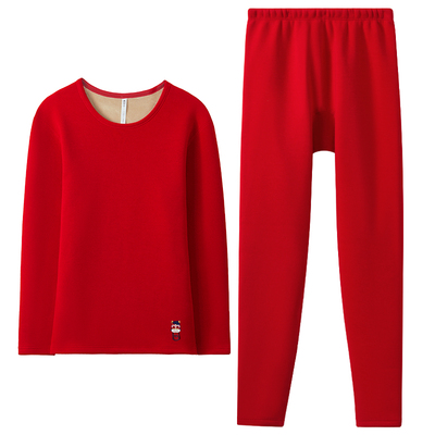 红豆情侣红色加绒加厚保暖内衣本命年男女士马年限定秋衣秋裤套装