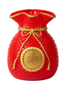 新年金色红色福袋钱袋子麦穗花瓶