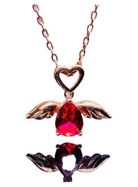 莫桑石小天使水滴红宝石吊坠