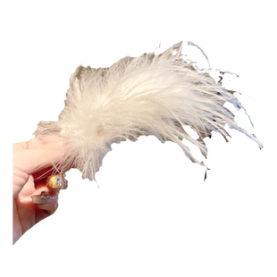 白色蓬松羽毛发夹刘海侧边夹高级感冷淡风羽毛头饰小众鸵鸟毛发饰