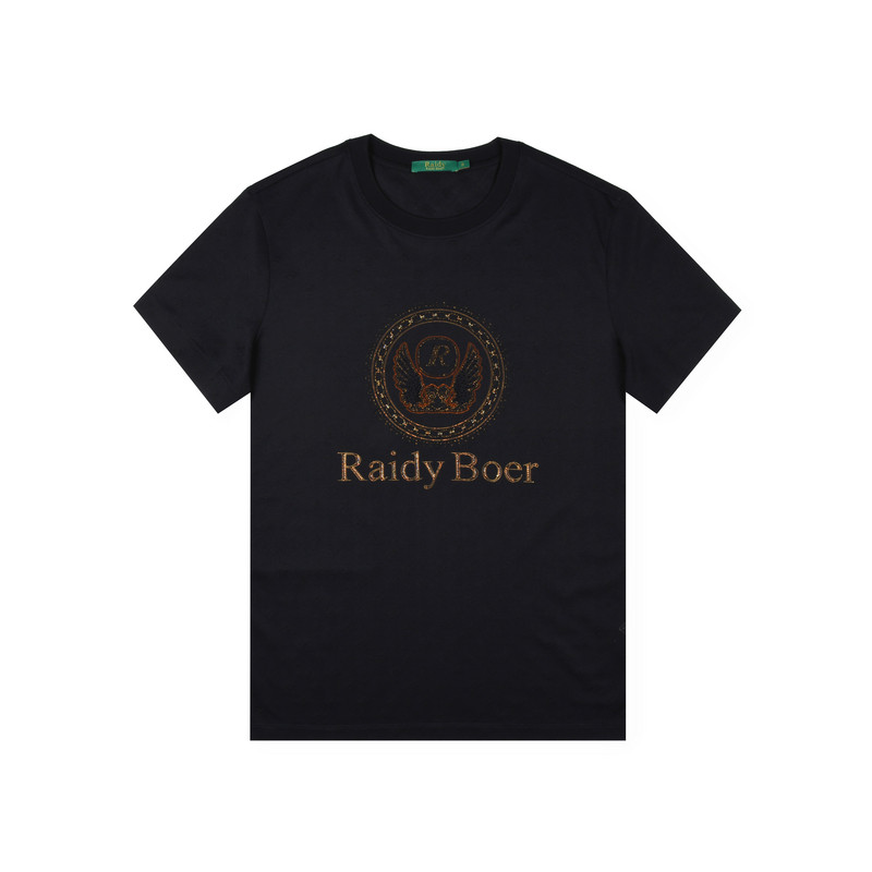 雷迪波尔休闲男士圆领烫钻短T恤