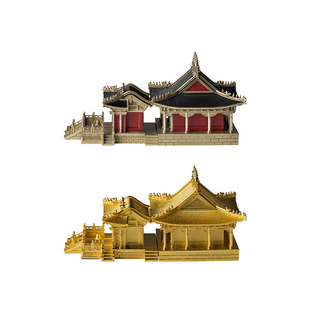 铜师傅 见微系列《五爷庙》龙五爷财神庙寺庙中式古建筑模型摆件