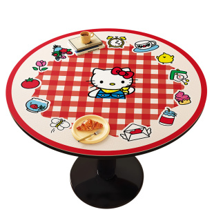 卡通红色格子圆形桌垫防水防油防烫餐桌布皮革茶几台布桌面保护垫