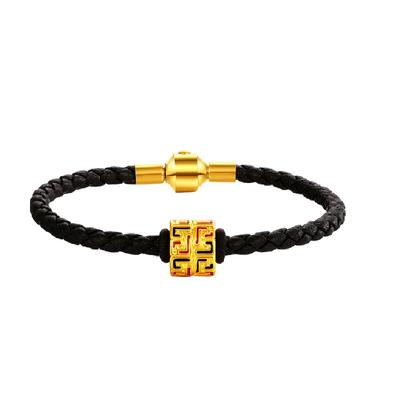 梦金园吉祥回字盘蛇纹足金手链