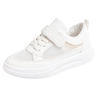 儿童小白鞋透气网面休闲男童女童款校园幼儿园小学生纯白色运动鞋