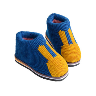 秋冬季防滑耐磨厚底加绒加厚手工编织毛线棉靴鞋保暖鞋男女成品鞋