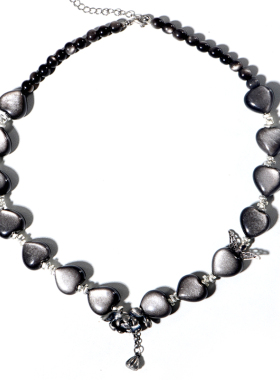 uyeeh收藏级黑曜石爱心项链