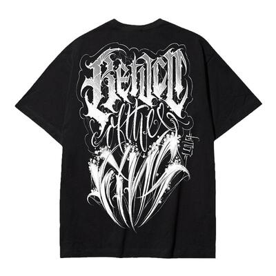 原创国潮lwa奇卡诺花体宽松短袖