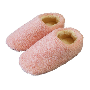 毛毛棉拖鞋保暖布底静音冬季加绒日式男女软底包跟室内木地板无声