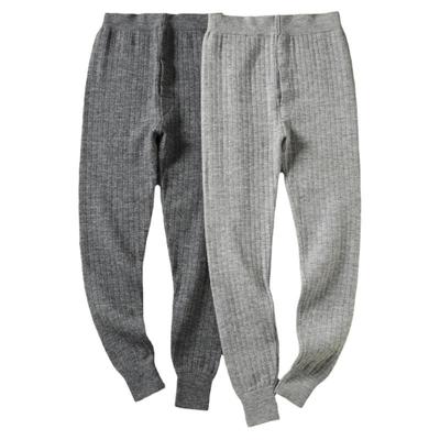 男士双层一体精纺绵羊毛裤针织保暖高腰弹中老年秋冬天裤子线修身