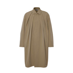 PIHO2024秋冬高级质感百褶风衣时尚垂坠廓形通勤休闲中长款外套