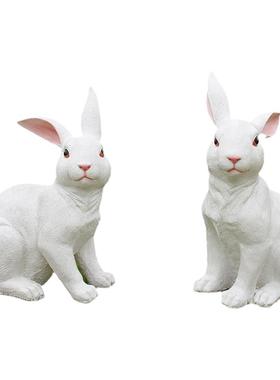 户外仿真小白兔雕塑发光别墅庭院