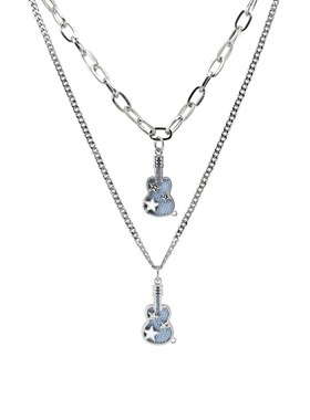 小众高级感吉他吊坠金属锁骨链