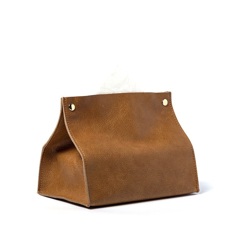 新品 创意简约牛皮纸巾盒家用车载客厅卧室抽纸盒油蜡牛皮烫印log