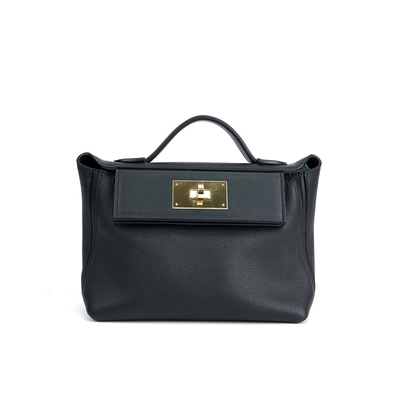 手工蜡线2025新款EC牛皮mini2424包翅单肩斜挎手提包女黑色